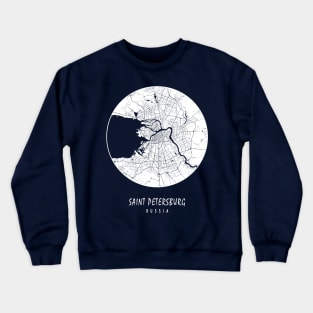 Saint Petersburg, Russia City Map - Full Moon Crewneck Sweatshirt